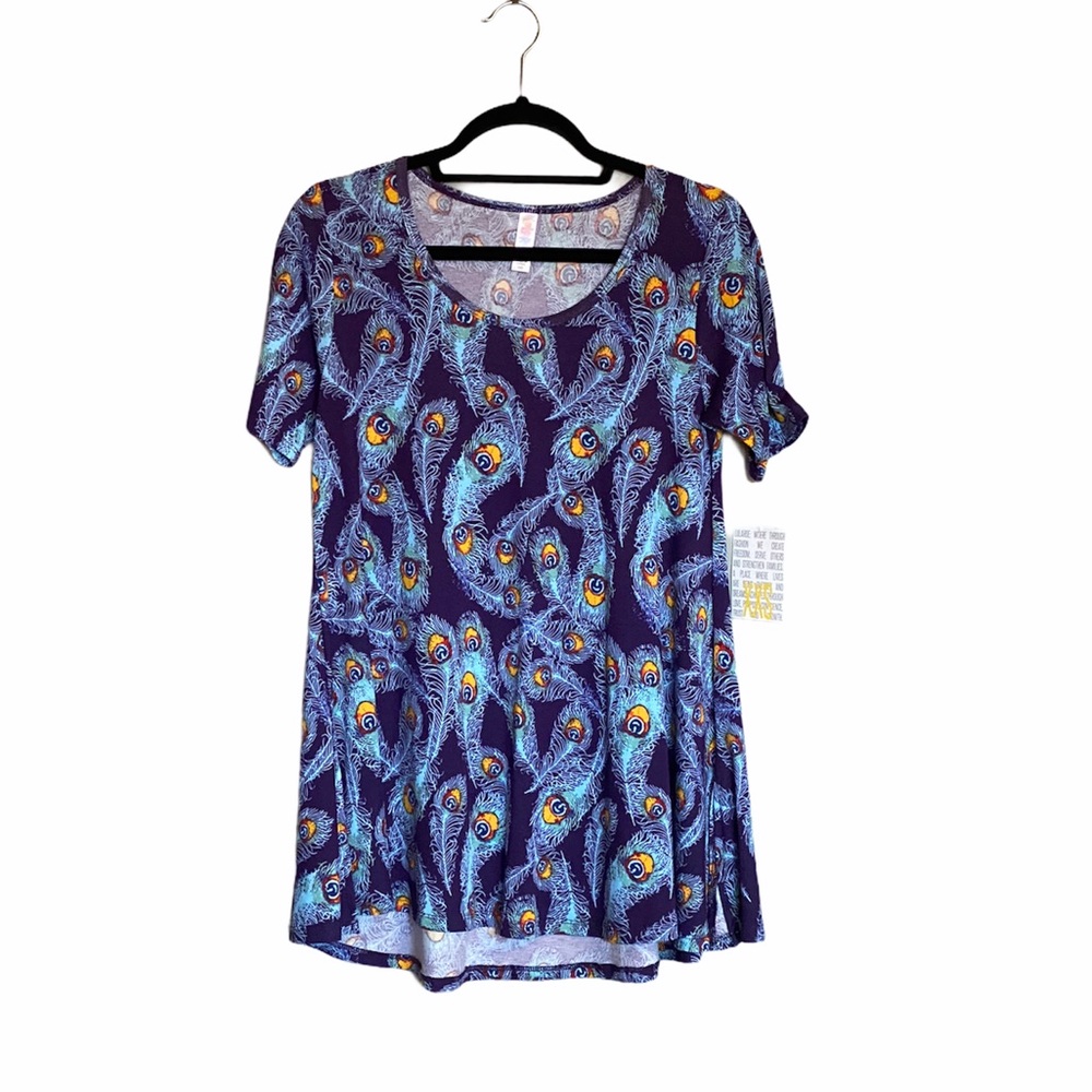 LuLaRoe PERFECT T Peacock Feathers Size XXS NWT